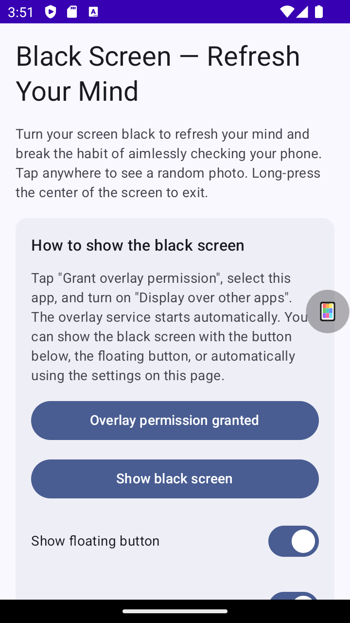 Black Screen Mobile App screenshot