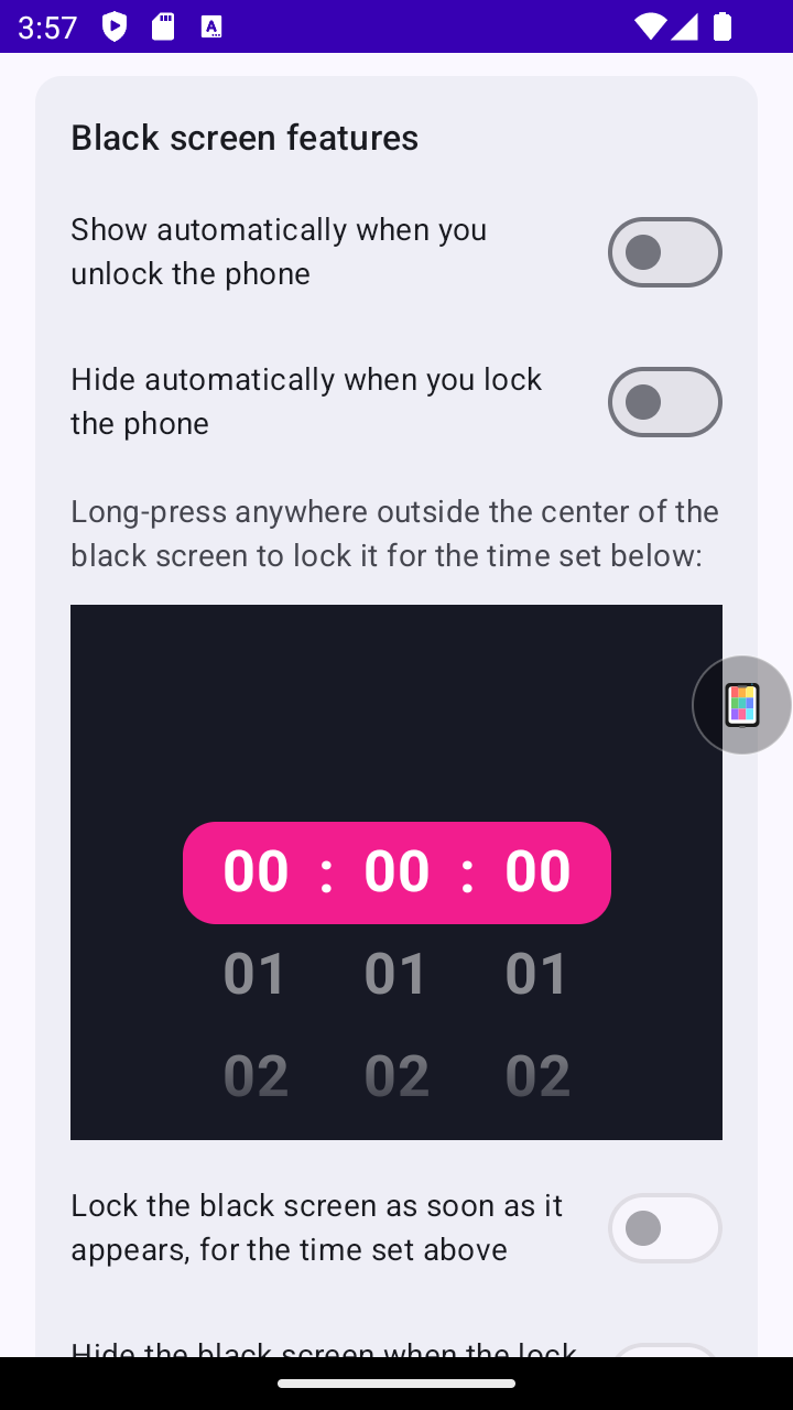 Black Screen Mobile App screenshot